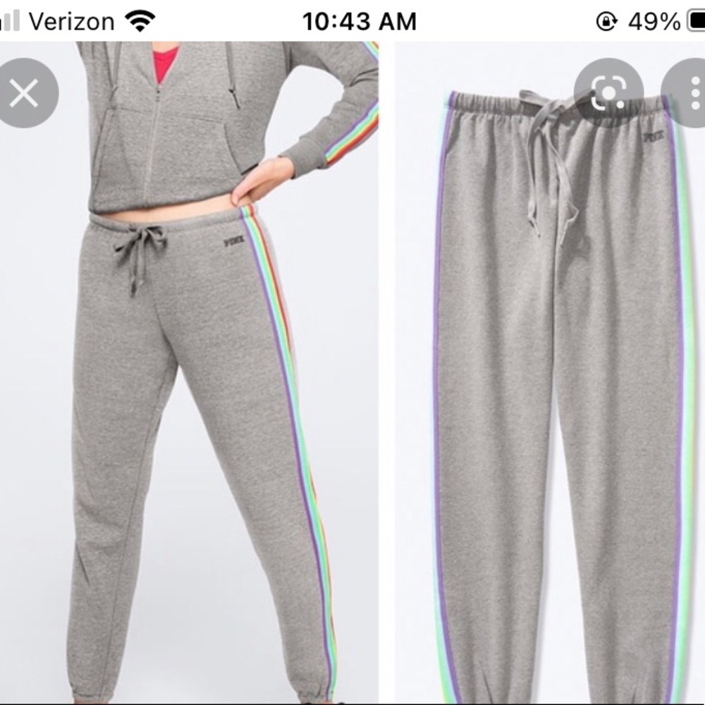 NWT VS PINK Set Rainbow Detail Sweatsuit